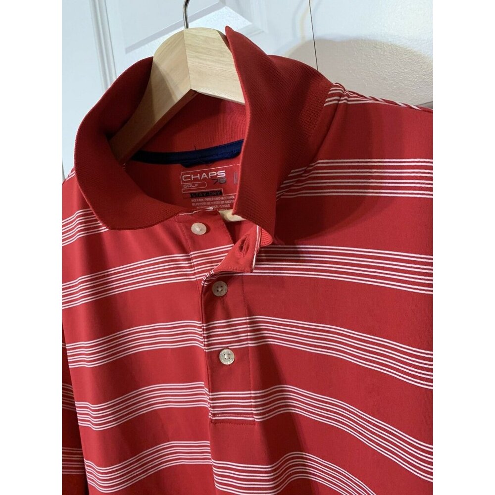 CHAPS Ralph Lauren Polo Golf Shirt Stripes Men’s Sz L Pink